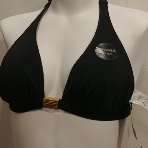 NWT Marks & Spencer Halter Black Bikini Top - Picture 2 of 10